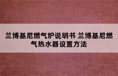 兰博基尼燃气炉说明书 兰博基尼燃气热水器设置方法